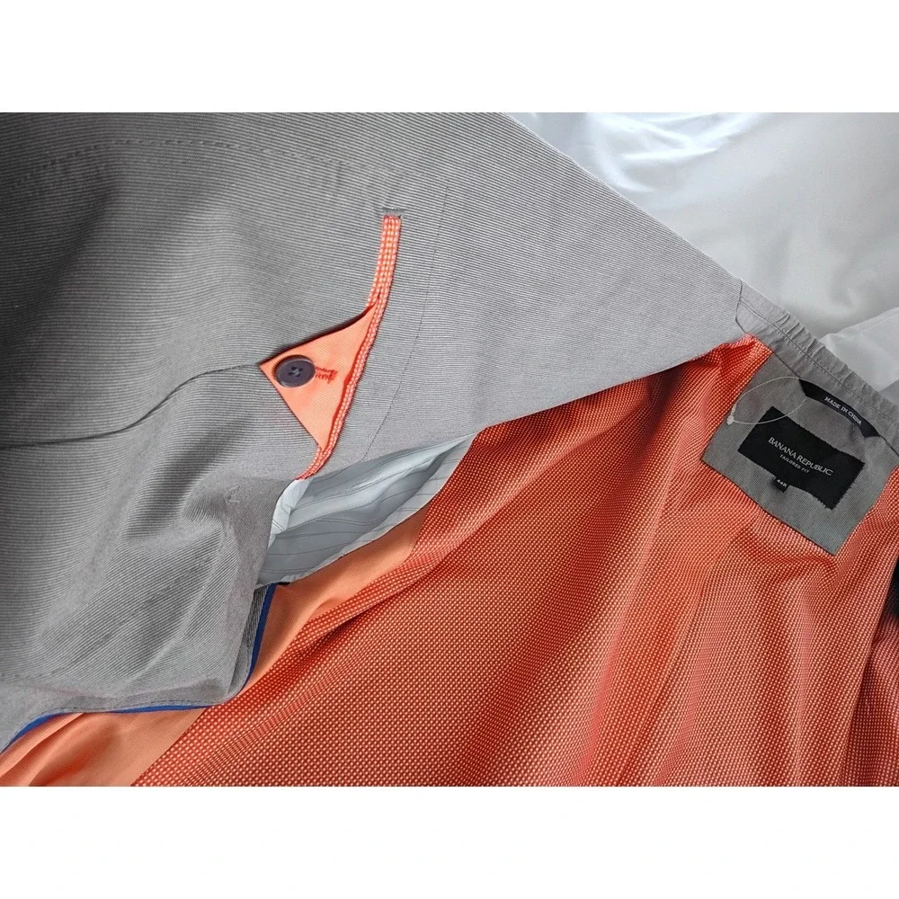 Banana Republic Gray 100% Cotton Sport Coat Blazer 44R Tailored‎ Orange Lng $450